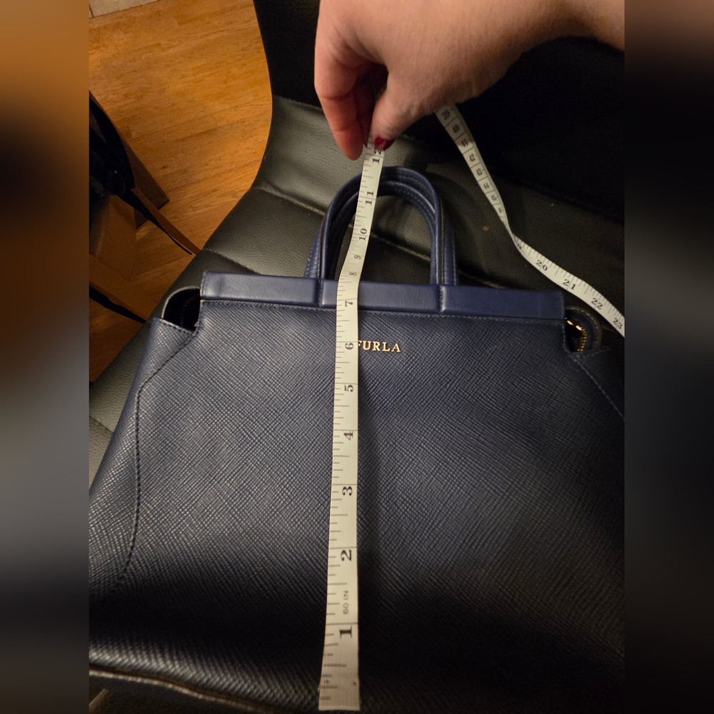 Authentic Furla Navy Blue Leather Small Talia - Picture 11 of 12
